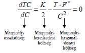 A Baumol modell () Összes költség Haszonáldozati költség + kereskedési költség (C/) K + (T/C) F K TF C C T F / K 19 A Baumol modell korlátai A modell feltételezi, hogy