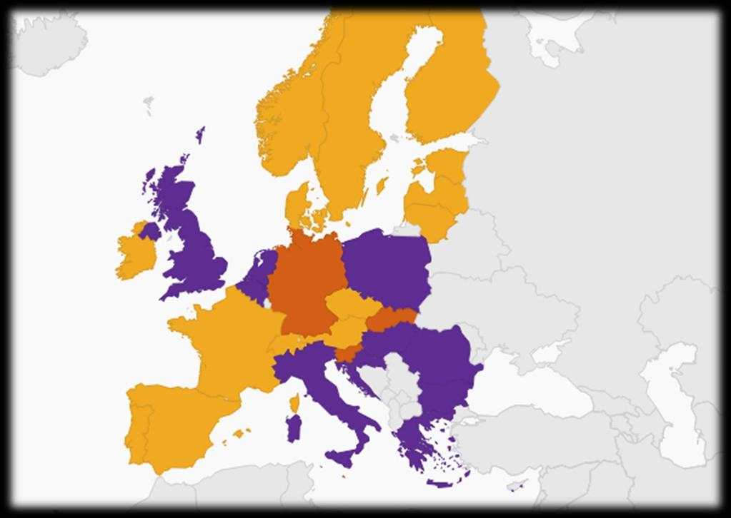 Jelenlegi állapot Európában 12 országban működik, 14 országban bevezetés alatt,