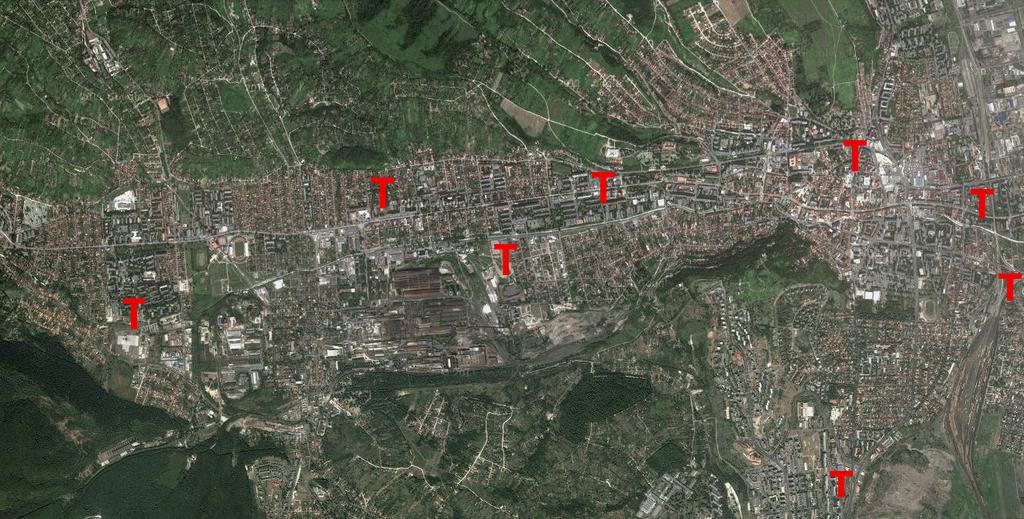 2. A számlálási helyszínek bemutatása A számlálóhelyek városon belüli elhelyezkedését a város számlálással érintett területének áttekintő műholdképén