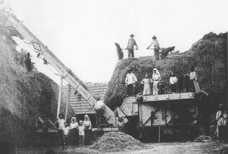 Mlátenie na prelome storočia Pomer samostatných statkárov v roku 1910 60 50 40 30 percento 20 10 0