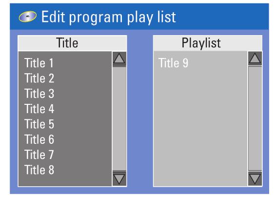 További lejátszási szolgáltatások Lejátszási lista készítése Lehetőség van arra, hogy tetszőleges sorrendben játssza le a lemezen található tartalmakat azáltal, hogy beprogramozza a lejátszani kívánt