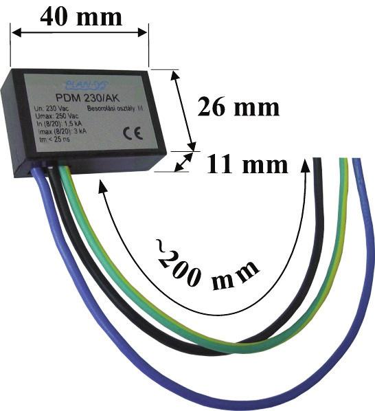 PDM 230 Beépíthetõ készülékvédelem D osztályú levezetõ ( 3 típus ) A PDM 230 készülék nagyon kis méretû, kompakt túlfeszültségvédelmi egység.
