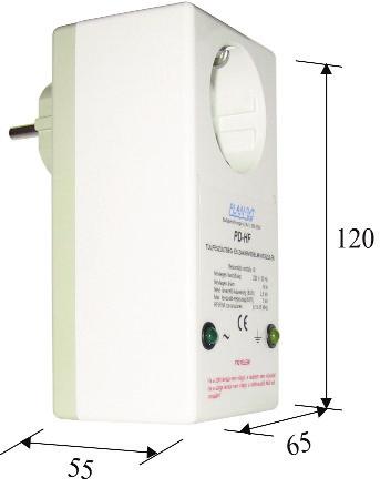 PD-HF Dugaszolható készülékvédelem D osztályú levezetõ ( 3 típus ) A PD-HF ( /S) típusú finom fokozatú túlfeszültséglevezetõ megakadályozza, hogy a túlfeszültség zavarok az áramellátó vezetékeken