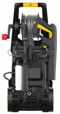 SXPW16E - SXPW16PE 125bar, 1600W Beépített tartozék tároló / Built-in accessories holder Gumírozott fogantyú / Soft grip handle Statikus tömlődob zárrendszerrel / Static hose reel w/locking system