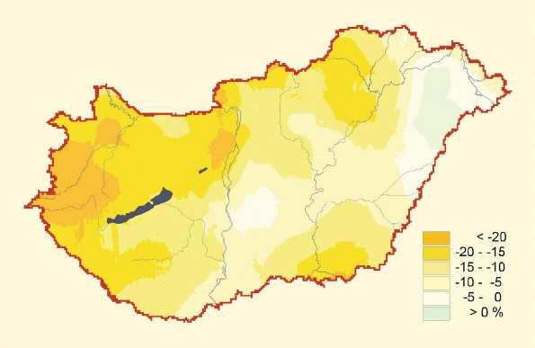 (ebben a sorrendben, a legszárazabb pedig a nyár az A szcenárió szerint, míg az ısz a B szcenárió szerint.. ábra. Az éves csapadékösszeg változása (1951-004.