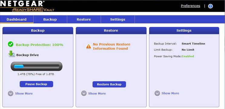 ReadySHARE Vault biztonsági mentés alkalmazás A routert egy ingyenes biztonsági mentés alkalmazással szállítjuk, amely az otthonában lévő összes Windows számítógéphez használható.