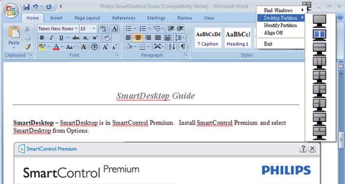 Egyéb alternatív út: Vista: Címsor opciók A Desktop partition (Asztal partíció) az aktív Jobb kattintás menü Kattinson a jobb egérgombbal