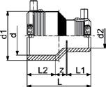 100, SDR 11 d d2 ELEKTROFÚZIÓS IDOM d1 L L1 L2 z 200 160 075753901837000 5,098 250 365 104 90 171 225 160
