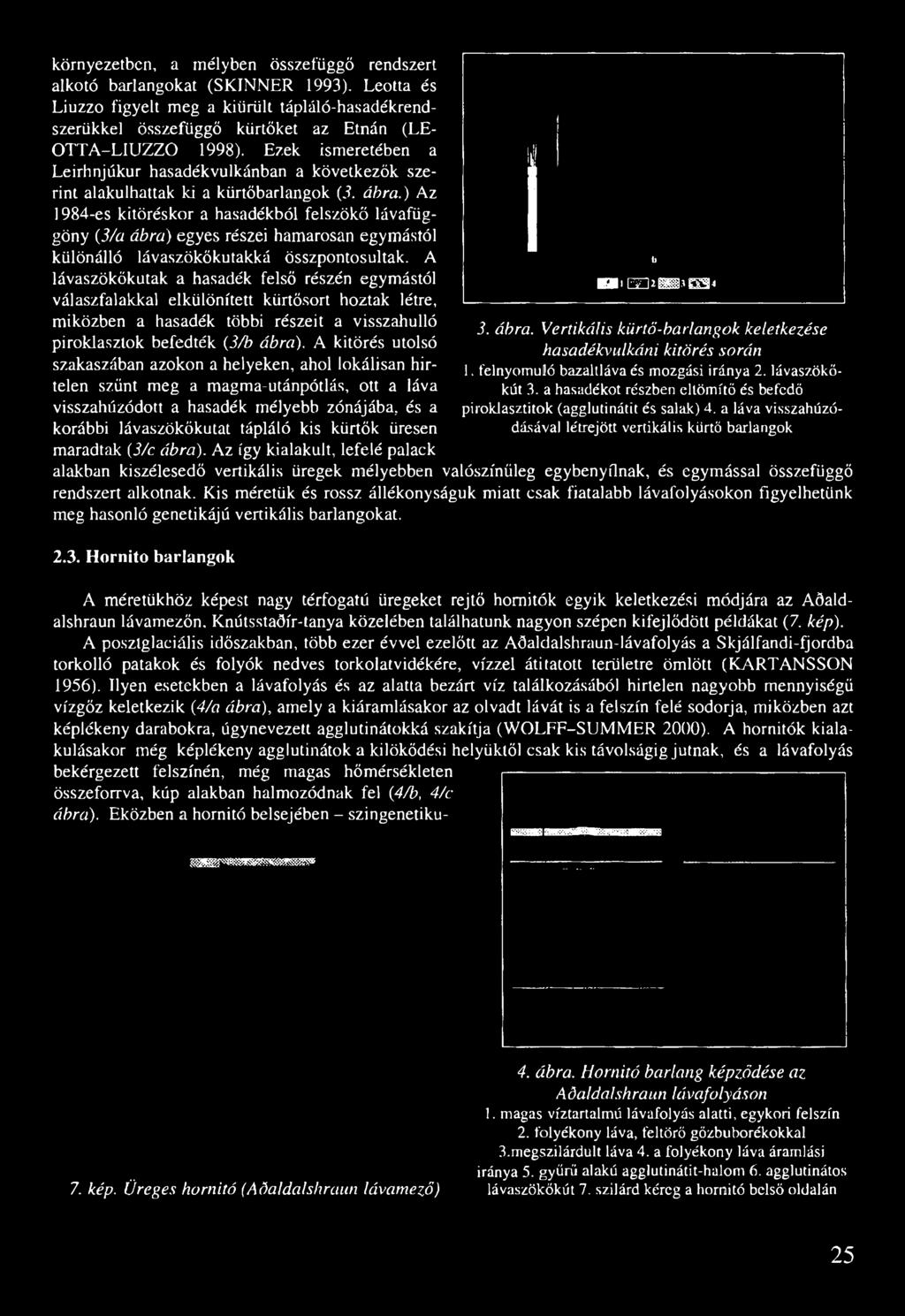 Ezek ismeretében a Leirhnjúkur hasadékvulkánban a következők szerint alakulhattak ki a kürtőbarlangok (3. ábra.