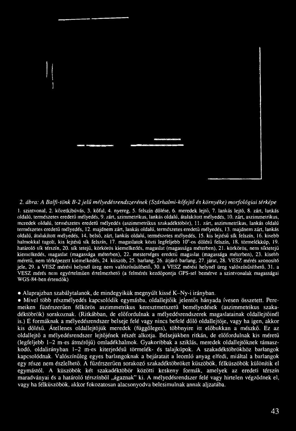 zárt, aszimmetrikus, meredek oldalú, természetes eredetű mélyedés (aszimmetrikus szakadéktöbör), 11. zárt, aszimmetrikus, lankás oldalú természetes eredetű mélyedés, 12.