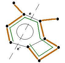 komponenst összeköti és nem éle F-nek (Ugyanis a két komponenst összekötő e-től különböző élnek lennie kell, mivel kör mentén vizsgálódunk, és egy körbeli él elhagyásával az összefüggőség nem szűnhet