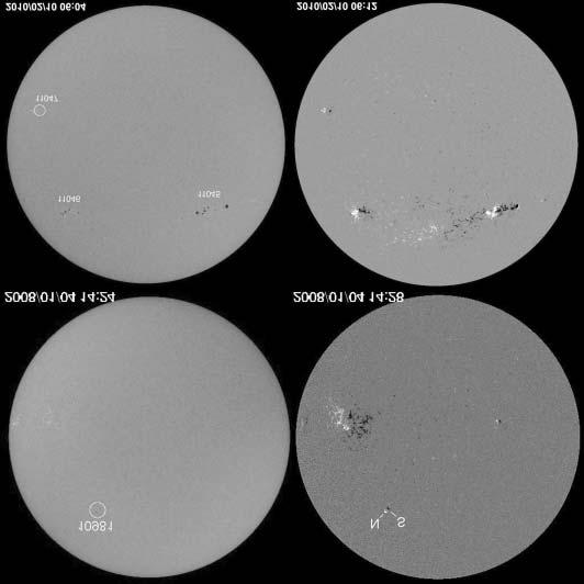 176 Meteor csillagászati évkönyv 2011 1. ábra. A régi és az új ciklus aktív vidékei együtt. A NOAA 10981-es kis, néhány napig élõ foltcsoport volt a 24.