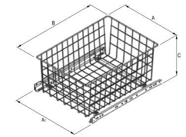 Gardrób kosarak, görgős fióksínnel Típus: Szín: Méret AxBxC (mm): RTSZ020-40-100 MD 40 h100 335 x 357-423 x 475 x 100