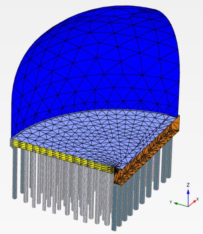 a.) b.) 7. ábra: Szerkezeti elemek modellgeoemtriája; 1D embedded pile (a.); 3D volume elem (b.