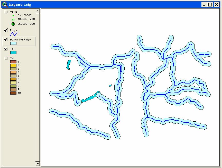 csak a külső részén képezzen puffer zónát (only outside the polygons).