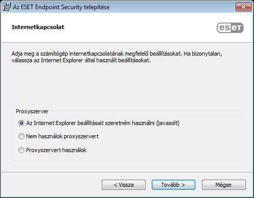 Ha nem biztos abban, hogy proxyszerverrel csatlakozik-e az internethez, jelölje be Az Internet Explorer beállításait szeretném