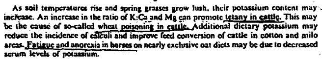 XII. A legelő állatokat a tavasszal gyorsan növekvő növények ilyenkor megnövekedő káliumtartalma is