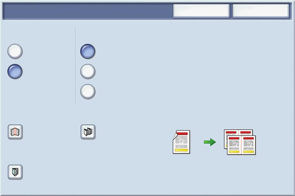 4. Appuyer sur la touche Activé. Création de brochure Annuler Enregistrer Désactivé Documents recto Activé Documents recto verso Documents tête-bêche Décalage reliure... Division... 0.