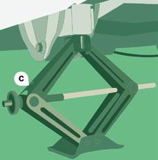 Defektes kerék 158 A javítandó kerék leszerelése - A csavarhúzó (E) segítségével távolítsa el a