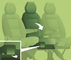 A középső ülés helyzete lehajtott háttámlával (2. és 3. üléssor) A középső ülés háttámlája teljesen lehajtható az ülőlapra, így pohártartós asztalkaként használható.
