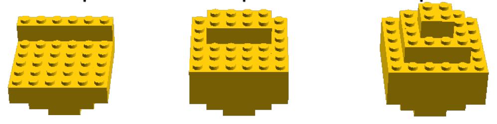 12 1X6-os LEGO kockát. 1. lépés 2. lépés 3.