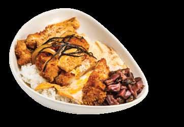 fillet, steamed rice, egg, onion,