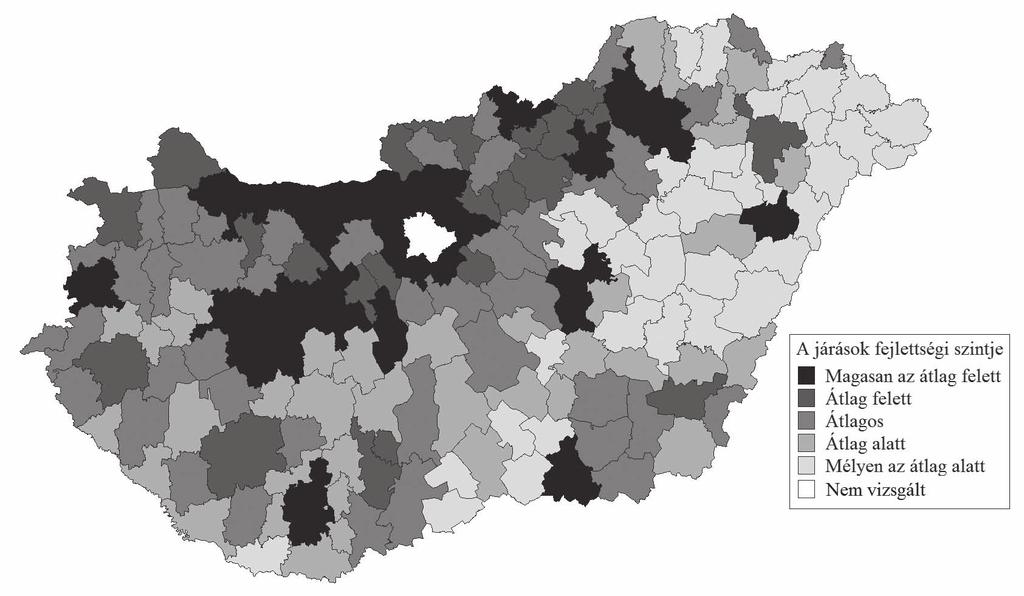 A fejlettség területi különbségeinek változása Magyarországon, 1910 2011 155 3.