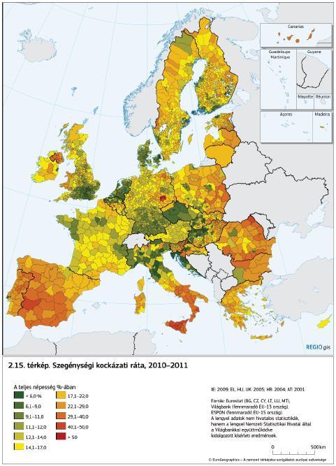 Térbeni-társadalmi egyenlőtlenségek az Európai Unióban Forrás:
