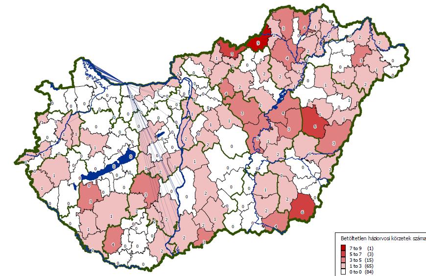 Térbeni-társadalmi egyenlőtlenségek Magyarországon Betöltetlen háziorvosi