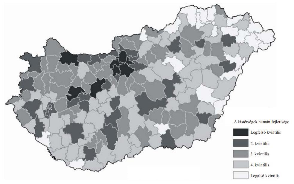 Térbeni-társadalmi egyenlőtlenségek Magyarországon A korrigált humán fejlettségi index (HDI) Magyarország kistérségeiben, 2008 A HDI komponensei: -Hosszú