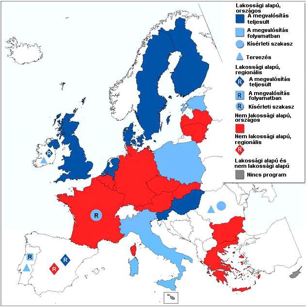 A citológiai vizsgálat alapú méhnyakrákszűrő programok eloszlása az EU-ban 2007-ban 3.
