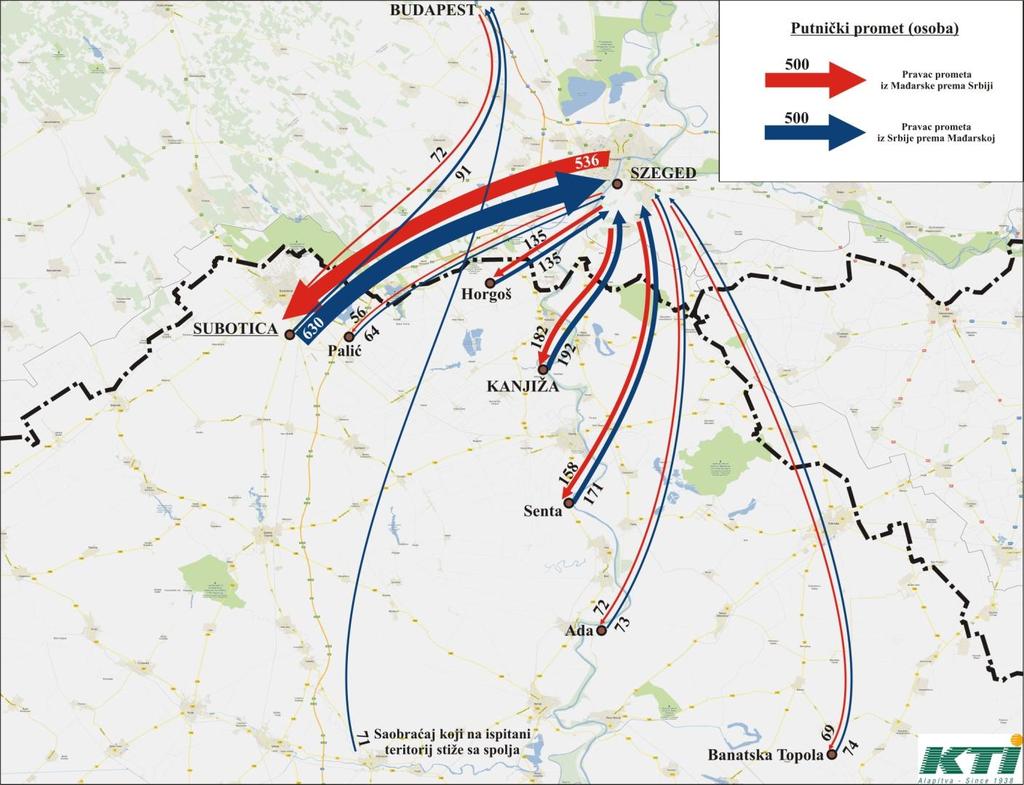 111 76. slika Matriks putovanja za radne dane (Izvor: sopstveno uređivanje) Nedeljni putnički promet, u osnovi, u volumenima se odudara od onih svakodnevnih radnih dana.