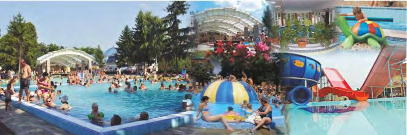 30 C obrovské jacuzzi motýľový bazén I a II masáže detské hracie ihrisko Mimo hlavnej letnej sezóny je k dispozícii 5 vonkajších a krytých bazénov s liečivou vodou.