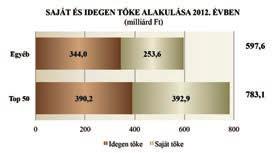 Egy vállalat saját tőkéjének értéke nem változott, míg a kiemelt adózók 11 vállalkozásának csökkent a saját tőkéje, együttesen 12,2 milliárd Ft-tal, amelynek 88,7%-a három vállalkozásnál mutatkozott.