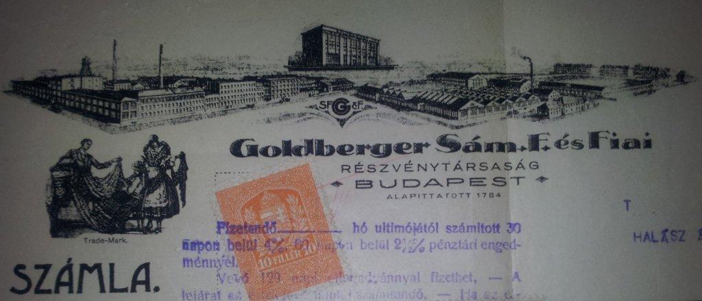 Goldberger Sámuel és Fiai Részvénytársaság számlája nélkül nem lehetne kellő képet kapni a magyar textilipar