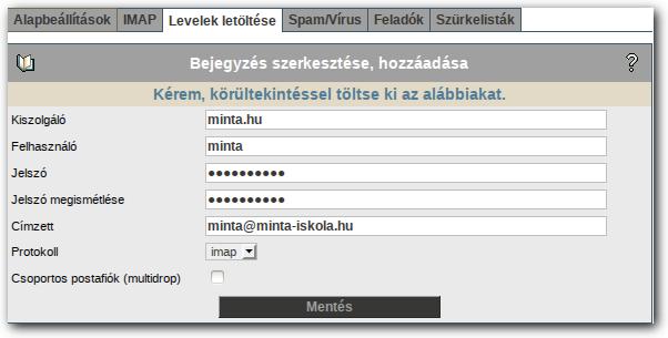 LEVELEZÉS ból) használja ezt az opciót. Ebben az esetben a Címzett értékét üresen kell hagyni!