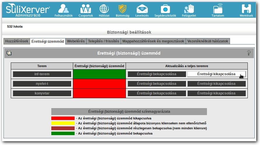 KÉTSZINTŰ INFORMATIKA ÉRETTSÉGI VIZSGA SULIXERVERREL Az érettségi üzemmód kikapcsolása