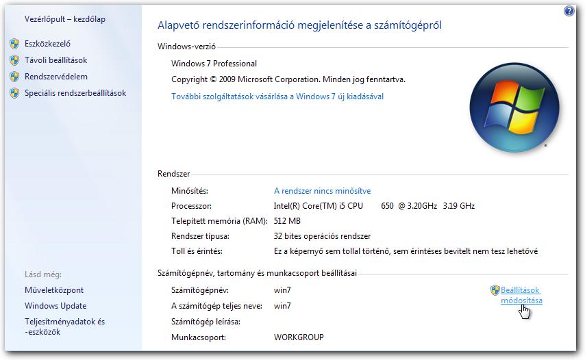 WINDOWS KLIENSEK KONFIGURÁLÁSA Beállítások módosítása A megjelenő