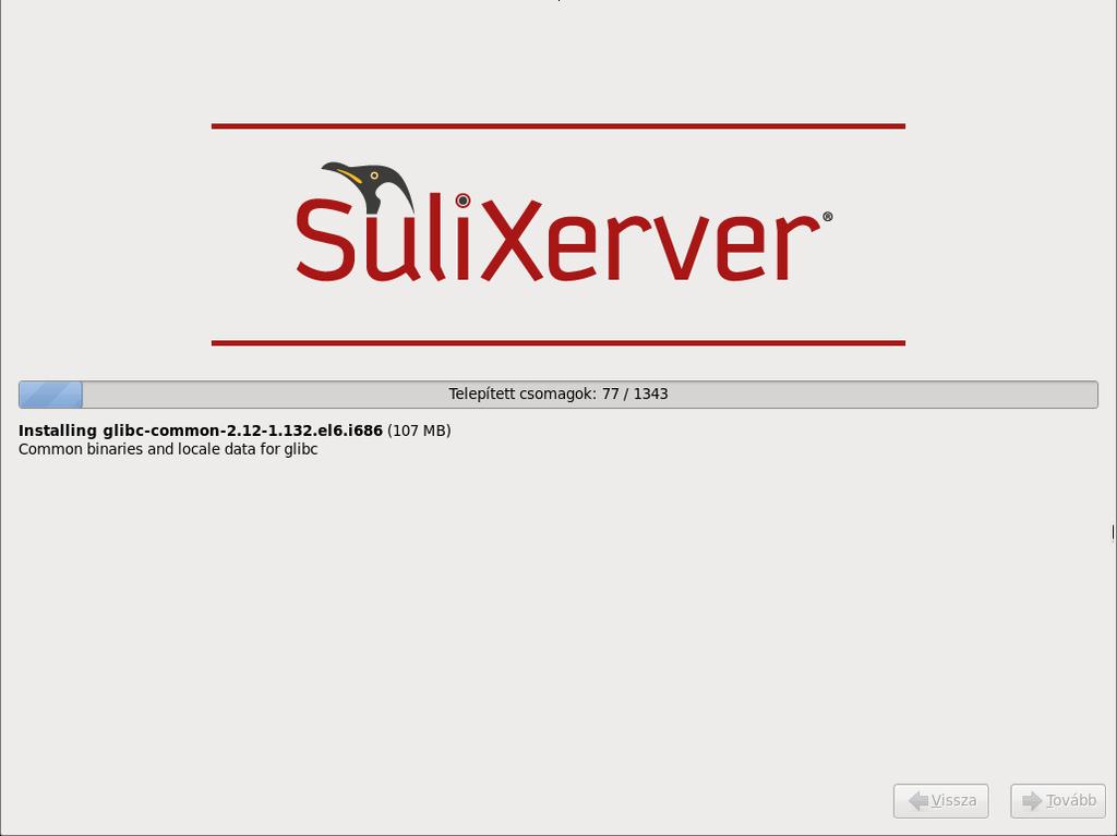 TELEPÍTÉS A telepítés folyamatban A telepítés végén 4.7 A telepítés befejezése alfejezetben leírt módon indíthatja újra a rendszert és kezdheti meg a SuliXerver használatát. 4.6 Telepítés manuális módon Ha 4.