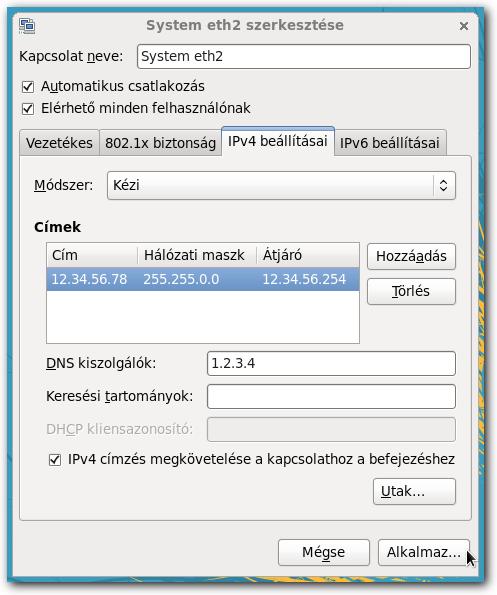 KÜLSŐ HÁLÓZAT Kapcsolat legfontosabb beállításai Fix IP-cím beállításai Ha beállította a kívánt interfészek kapcsolatát, a SuliXerver adminisztrációs felületén kattintson a Hálózat Internetkapcsolat