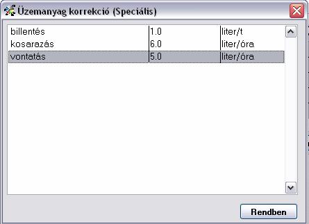 Egy speciális korrekcióhoz nyomjuk meg a [Felvitel] kapcsolót, és kijelölés, majd a