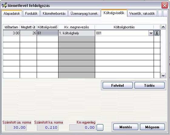 Ezután már csak a mennyiséggel kell kiegészítenünk a képernyőt. Egy adott sor törlését kijelölés után a [Törlés] kapcsolóval, vagy a sor végén látható érhetjük el.