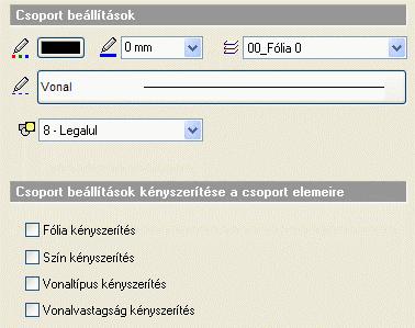 11. Geometriai elemek 915 Ezek a tulajdonságok globálisan nem változtathatók. Az elhelyezett csoportra jobb gombbal kattintva a Helyi menü Módosítás utasítással változtathatók lokálisan.