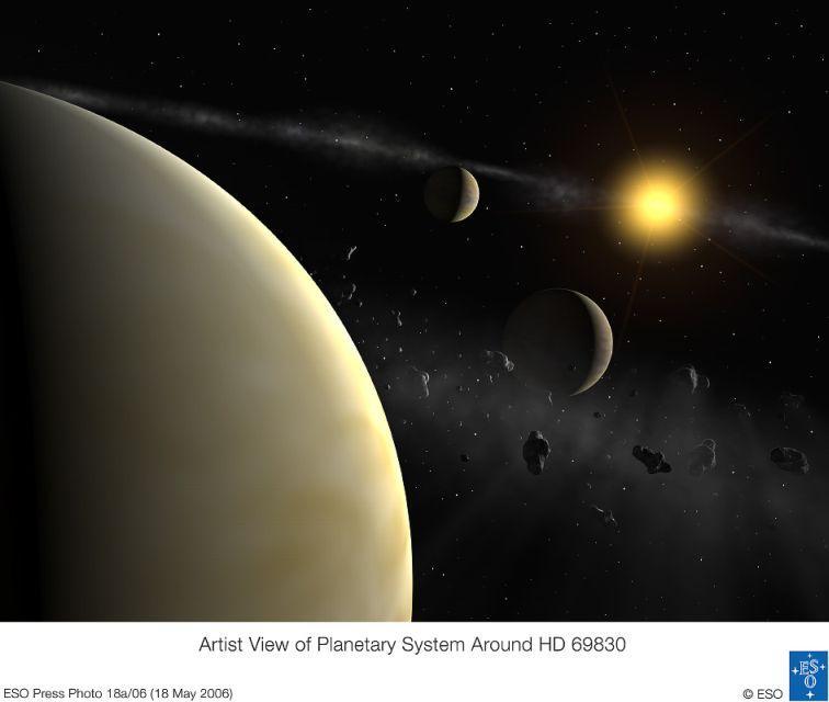 HD 69830 Három, a Neptunuszhoz hasonló tömegű exobolygót tartalmazó rendszert azonosítottak egy közeli csillag körül.