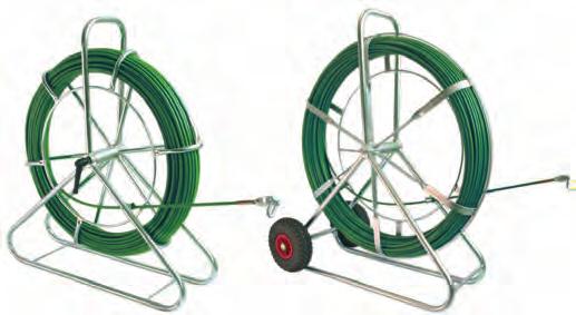Kábelbehúzó készülékek, tartozékok Kábelbehúzó készülék STRONG Kábelbehúhó készülékt STRONG üvegszál pálcával Ø 9 mm és zöld PP burkolattal RAL 6018, ónozott acélcsévével Ø 795 mm (1000 kerekekkel),