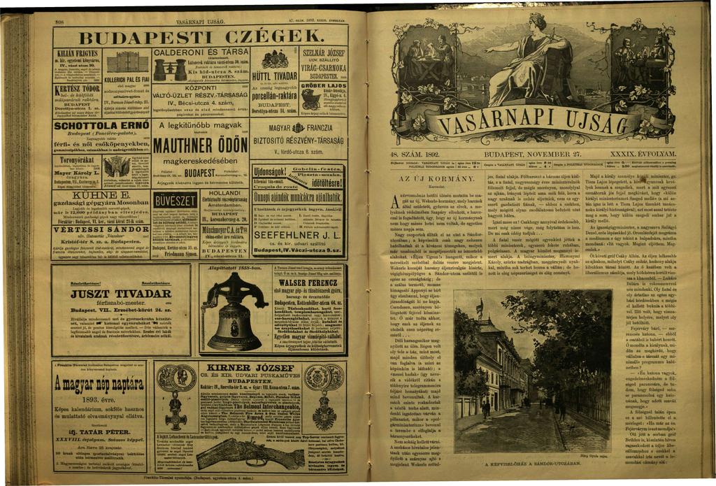 7. SZÁM. 1892. xxxtx. ÉVFOLYM VSÁKNPI ÚJSÁG. 808 B U D P E S T I CZEGEK. CLDERONI ES TÁRS FRIGYES y, fcz, ol éet odlo dów ktá. Dszvek. vláodlo eekíó. Építzet techk ukák. Iköyvek stb.