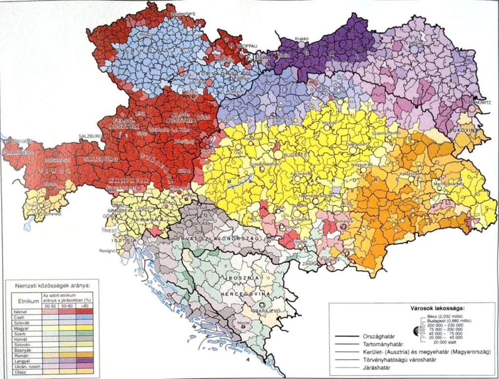Az Osztrák-Magyar Monarchia etnikai térképe, 1910 noha voltak ellentétes magyar szempontok is.