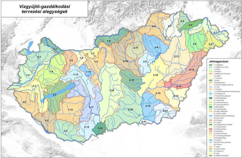 ábra: Magyarország részvízgyűjtő területei