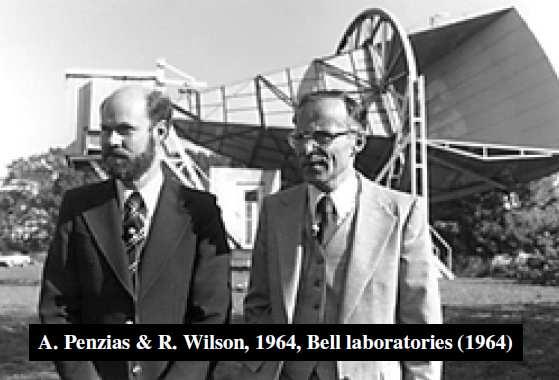 Kozmikus háttérsugárzás Arno Penzias és Robert Wilson, 1964 (Nobel-díj, 1978) Kiszűrhetetlen mikrohullámú háttérsugárzás Modell: T=3 K kozmikus