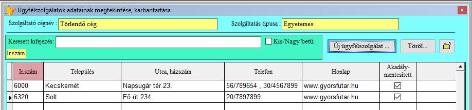 A postai szolgáltatóknak kizárólag a szolgáltatási típusuknak megfelelő szekciót, illetve szekciókat kell kitölteniük.